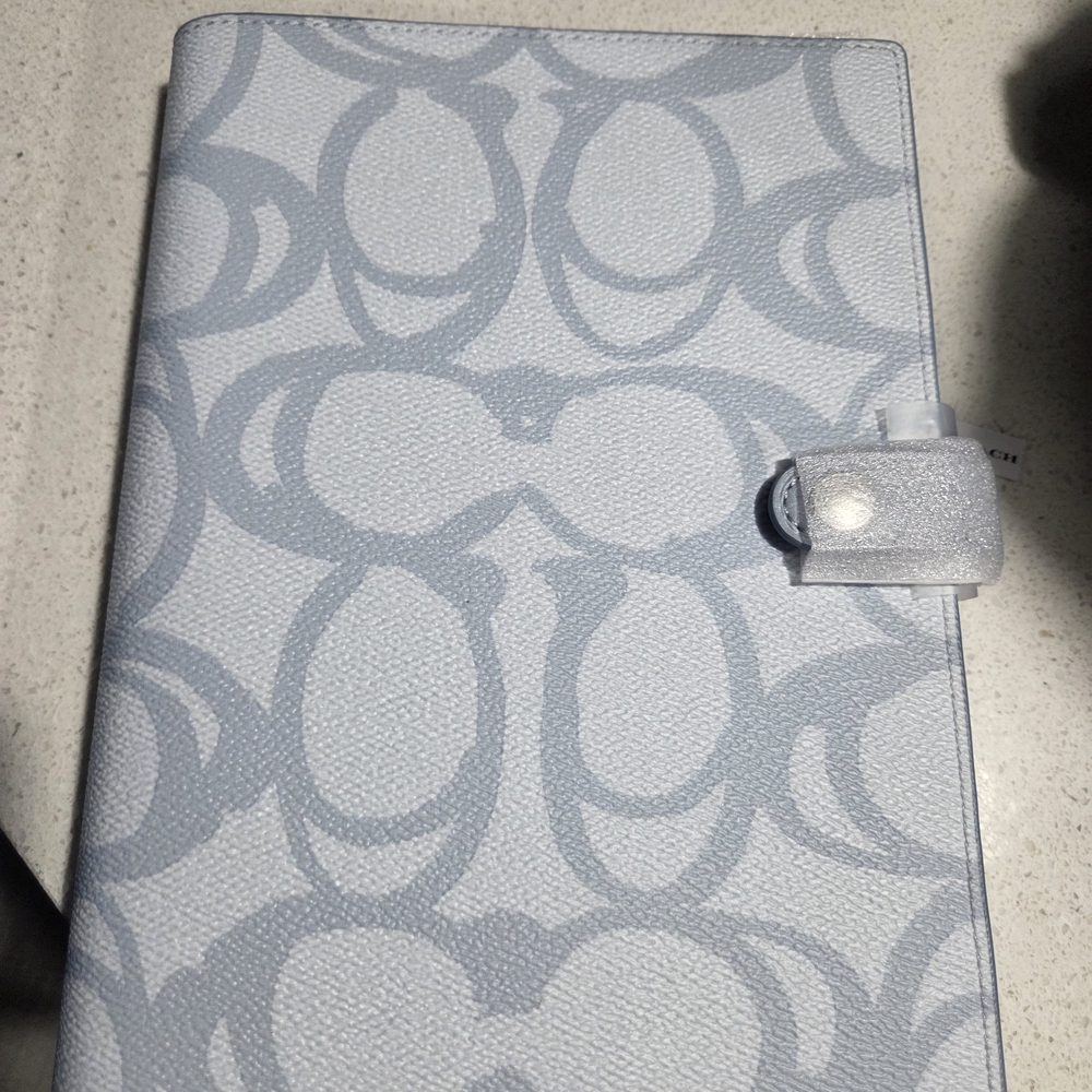 Coach Light Blueish Gray Signature Notebook Cover